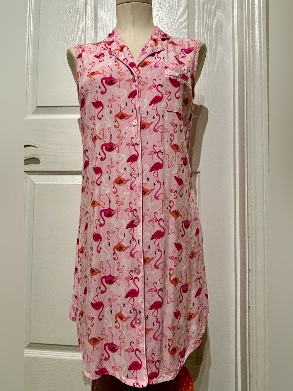 Marina Luna Intimates Sleeveless Pink Flamingo Print Night Dress
